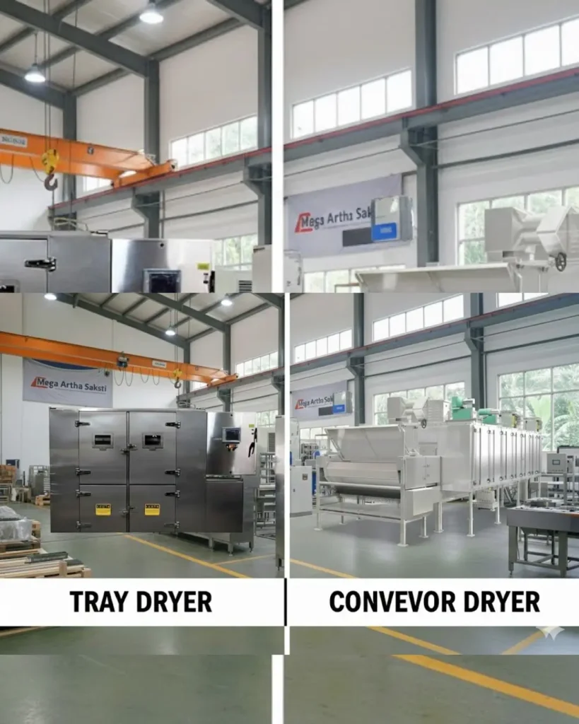Perbedaan tray dryer dan conveyor dryer
