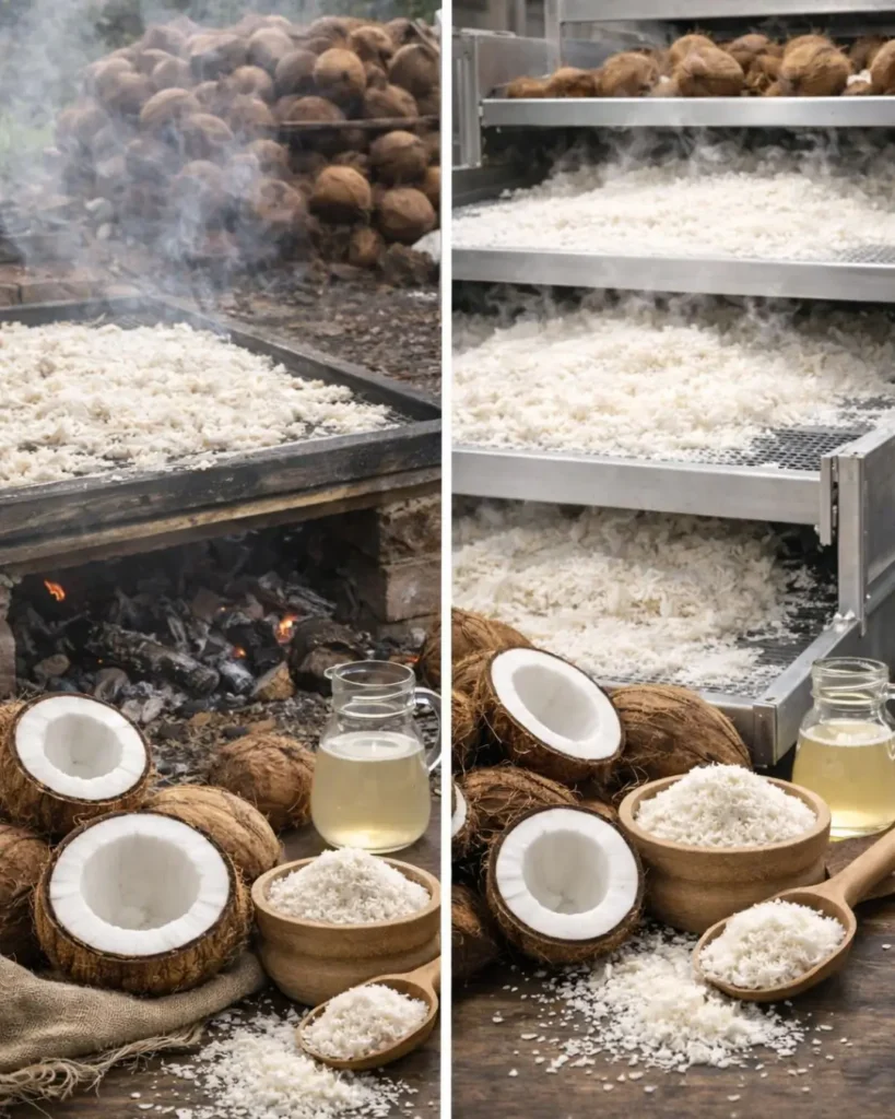 Perbandingan Pengeringan Kelapa Tradisional dan Mesin Industri